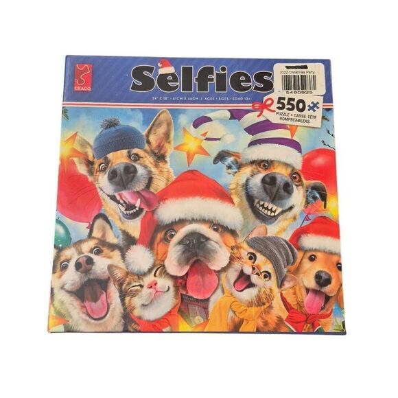 Ceaco Cats & Dogs Christmas Selfies Party 550 pc Jigsaw Puzzle - Picture 3 of 6